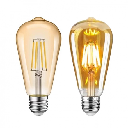 Amber Vintage LED Filament Bulb St64 Model E27/E14/E26 Base 2W/4W/6W Glass Globe for Residential Use