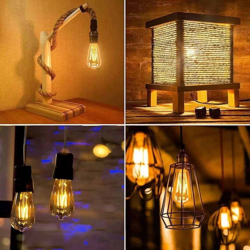 Amber Vintage LED Filament Bulb St64 Model E27/E14/E26 Base 2W/4W/6W Glass Globe for Residential Use (6)