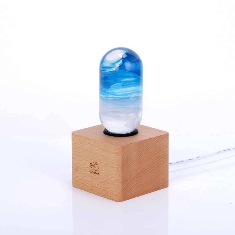 Creative Transparent Poly Resin Clear Aesthetics Blue Atmosphere Directional Radian Lighting LED Lamp Bulb With Socket (4)