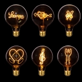 Custom Pattern E27 G125 Retro Glass LED Filament Bulb Dimmable for Weddings Festivals AC220V 110V Incandescent Decorative (2)