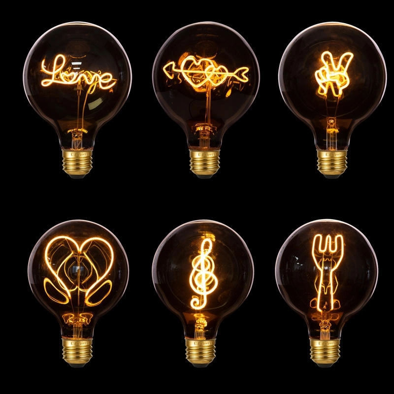 Custom Pattern E27 G125 Retro Glass LED Filament Bulb Dimmable for Weddings Festivals AC220V 110V Incandescent Decorative (2)