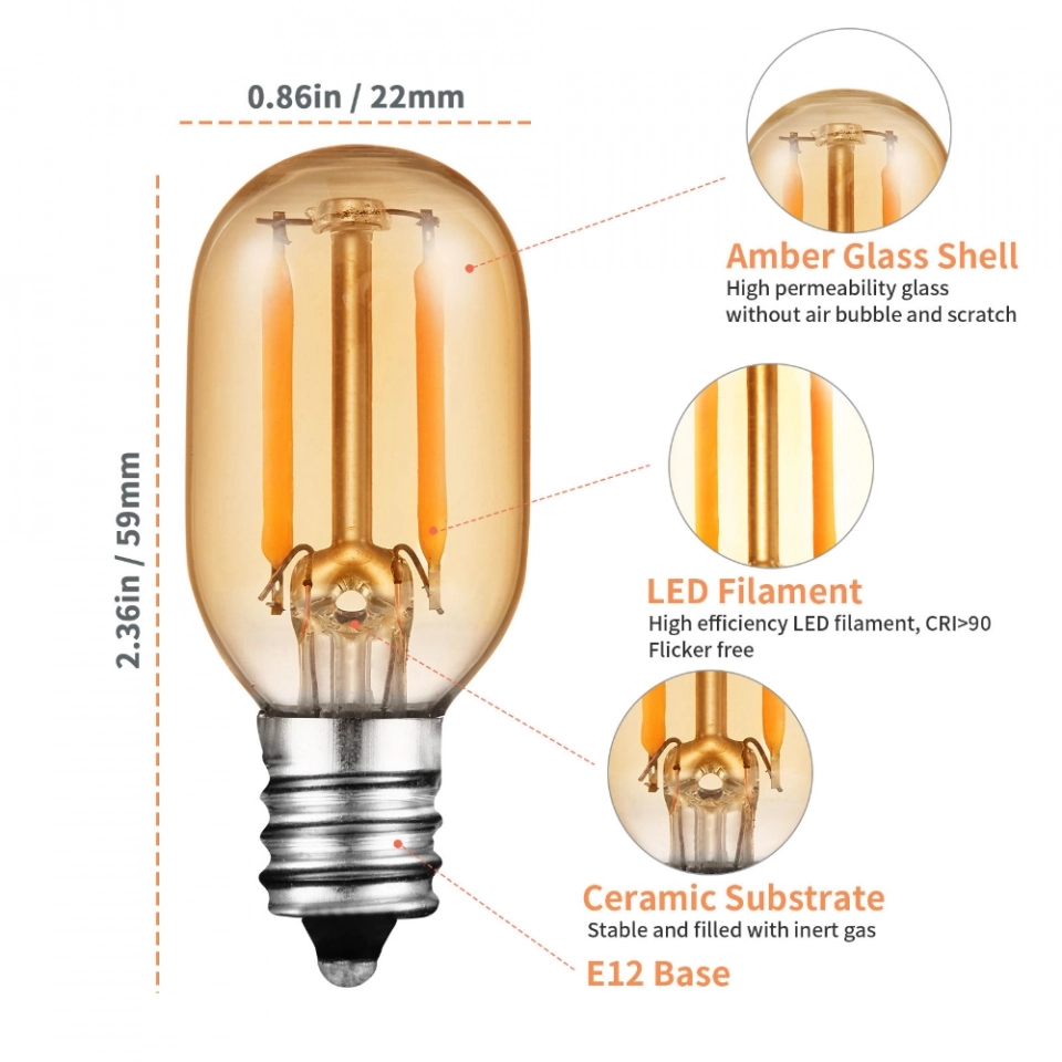 Edison Vintage 2700K Soft Light T22 4W LED Filament Tubular Bulb Halogen Bulb (5)