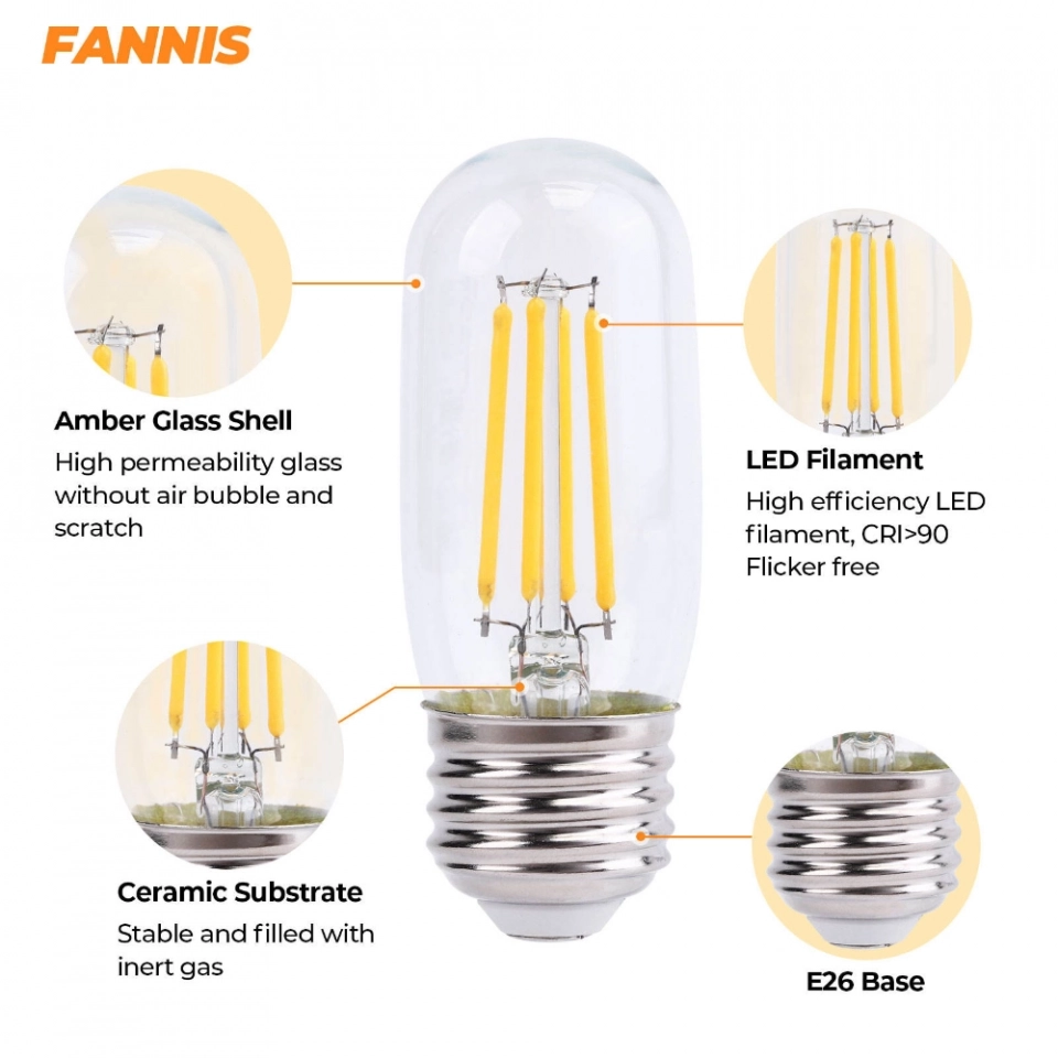 Edison Vintage 2700K Soft Light T32 4W LED Filament Tubular Bulb Lights Lighting Led (3)
