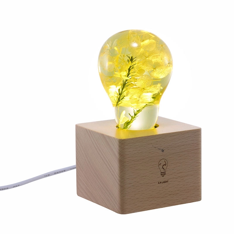 E.P Light Bulb Handmade Resin Led Yellow Hydrangea Bulb for Holiday Gifts Home Coffee Shop Decorations (6)