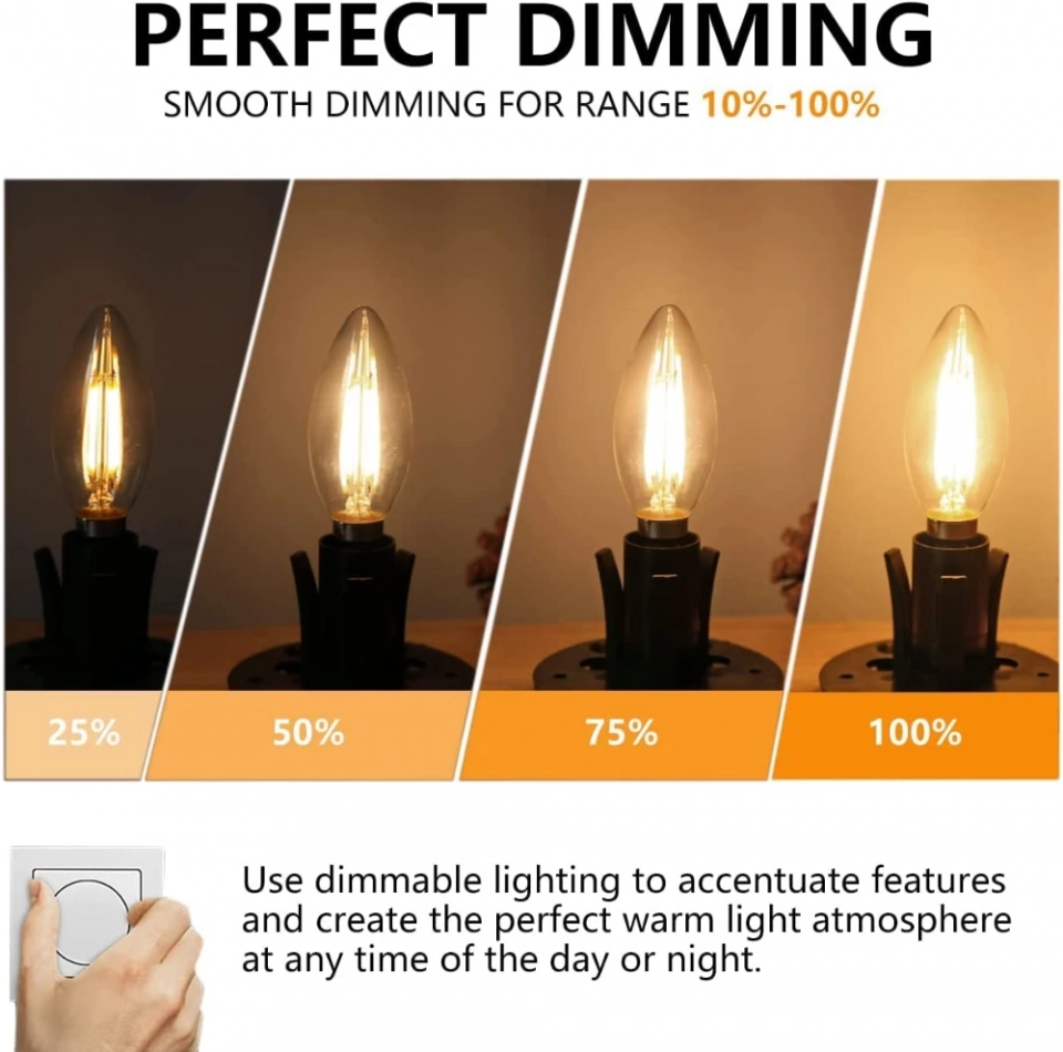 Factory Direct C35 clear Glass White Incandescent Warm Light 120V EE12S Led Ceiling Fan with Light and Remote Control (3)