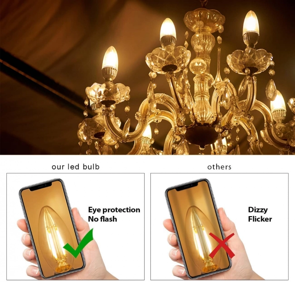 Factory Direct C35 clear Glass White Incandescent Warm Light 120V EE12S Led Ceiling Fan with Light and Remote Control (5)