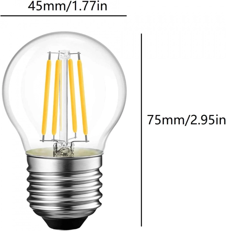 Factory Stock Energy Saving Dimmable G45 Filament Led Bulb Retro Filament Glass Bulb Suitable for Hanging Ceiling Chandeliers (2)