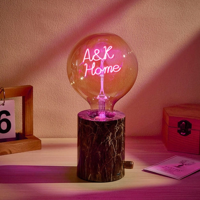 Fannis Vintage Style Marble Concrete Table Lamps LED Bulb Battery Iron Glass for Bedroom Home Decoration Valentines Gift (2)