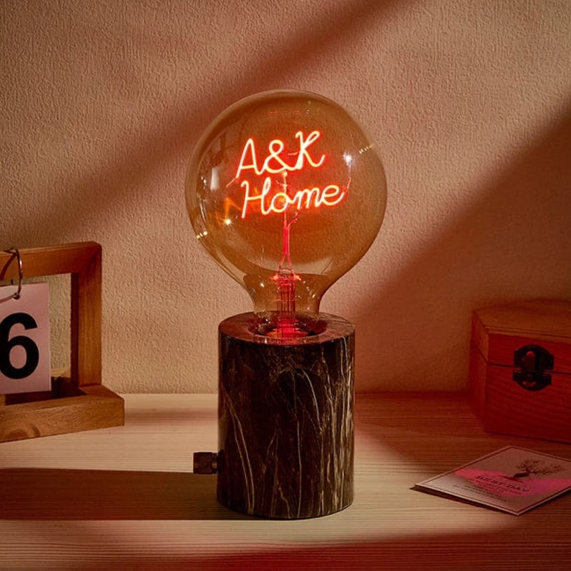 Fannis Vintage Style Marble Concrete Table Lamps LED Bulb Battery Iron Glass for Bedroom Home Decoration Valentines Gift (5)