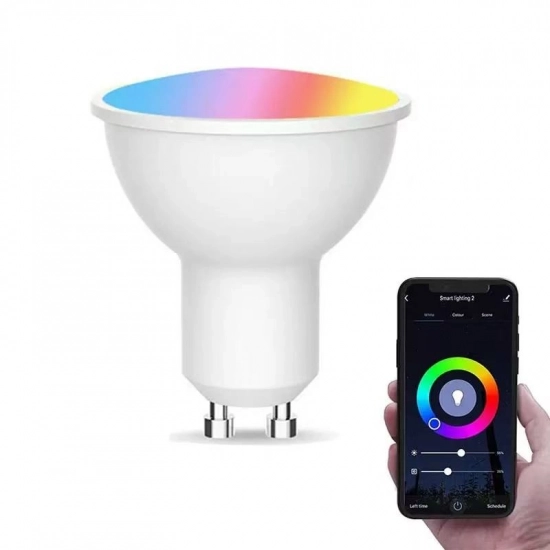 GU10 Smart LED RGBWW Bulb 400 LM High Brightness Dimmable Colour-Changing 64 Scenes WiFi for Bluetooth Alexa Compatible