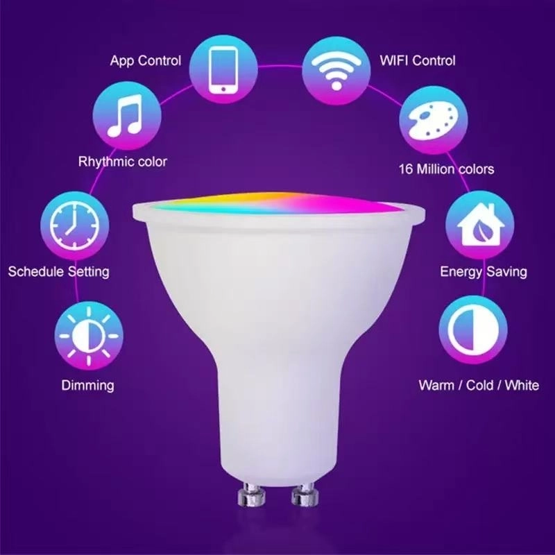 GU10 Smart LED RGBWW Bulb 400 LM High Brightness Dimmable Colour-Changing 64 Scenes WiFi for Bluetooth Alexa Compatible (3)