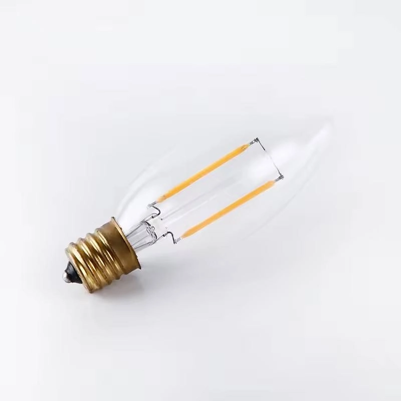 High Quality 220-240V E27 Retro LED Filament Lamp C35 2W Transparent Glass Candle Retro Antique Edison Crystal LED Bulb