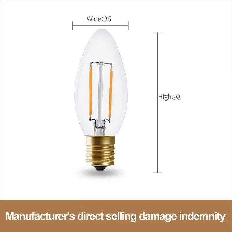 High Quality 220-240V E27 Retro LED Filament Lamp C35 2W Transparent Glass Candle Retro Antique Edison Crystal LED Bulb (4)