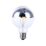 High Quality Edison Globe Bulb G80 Half Silver Reflective G95 Half Silver Mirror Crown LED Filament Bulb