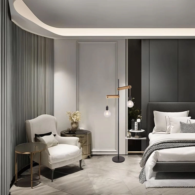 Hot Sale Fashionable Popular Minimalist Style Black Double Head Floor Lamp for Living Room (2)