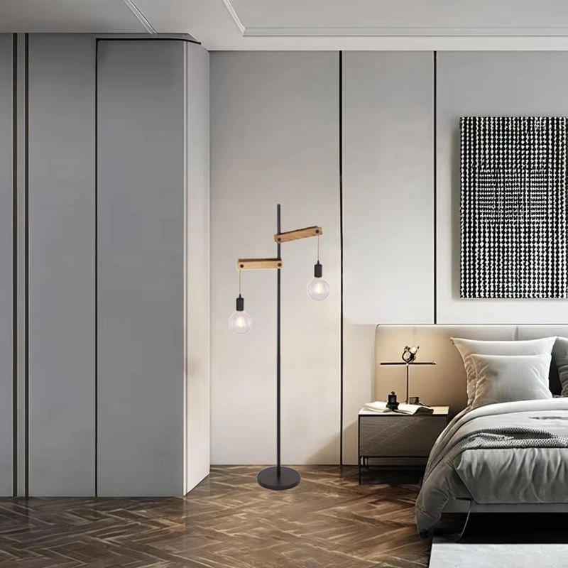 Hot Sale Fashionable Popular Minimalist Style Black Double Head Floor Lamp for Living Room (4)