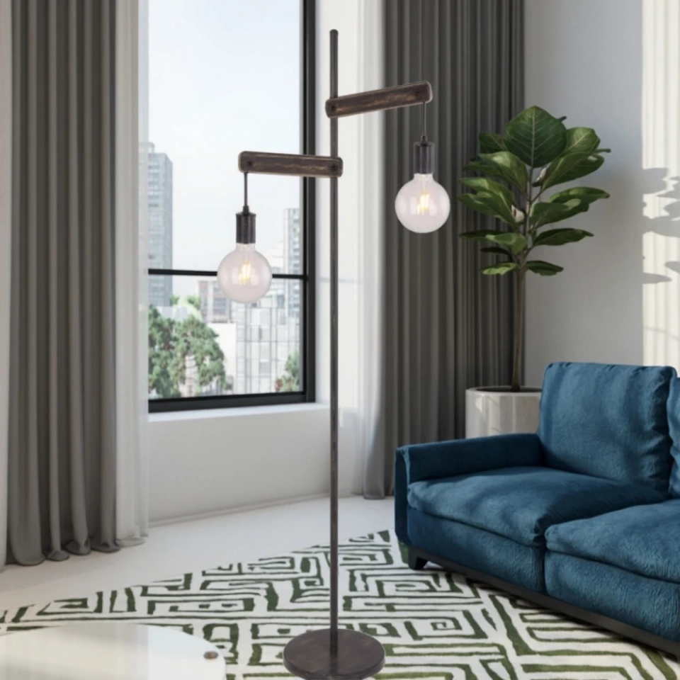 Hot Sale Fashionable Popular Minimalist Style Black Double Head Floor Lamp for Living Room (7)