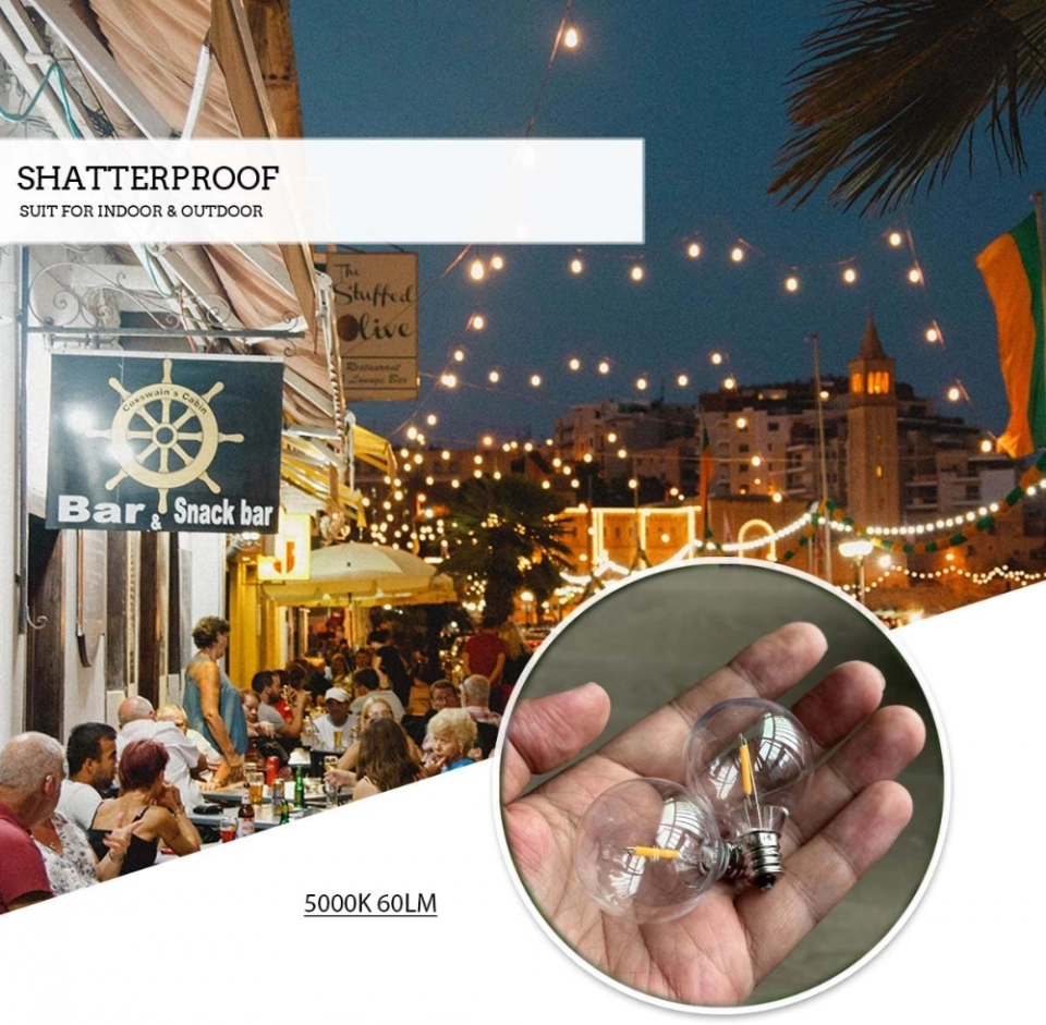 Hot Sale G40 5000K Clear Glass White Incandescent Warm Lamp Bulb Filament LED Modern Style Bulb for Courtyard Garden (4)