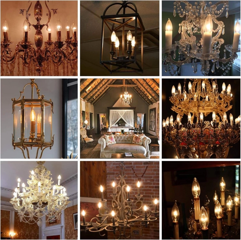 Hot Selling Vintage Edison Candle Bulb Led Glass Chandelier Filament Lamp E12 E27 C32 Bulbs (6)