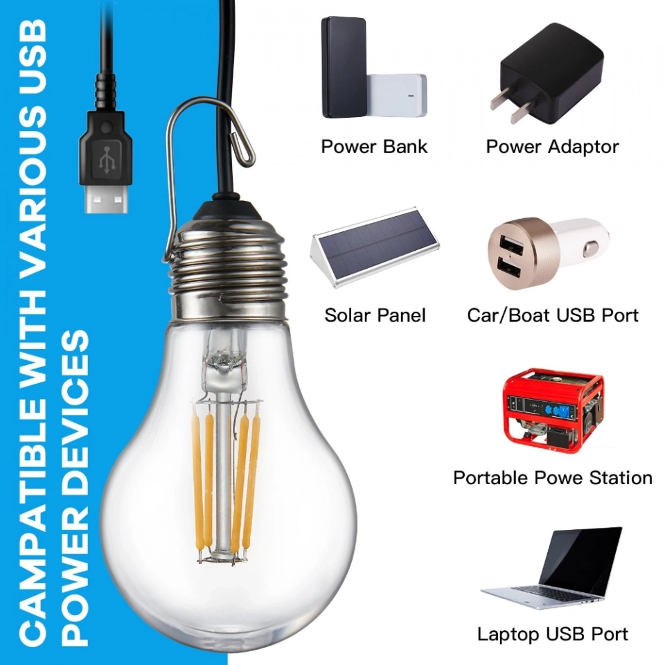 New Design Portable USB Charging Dimmable Touch Control A60 Light Lamp String with Hook Used for Camping (4)