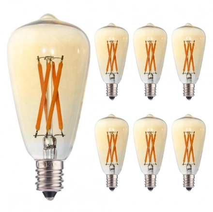 ST38 Retro Amber Glass LED Warm Yellow Bulb 4W with Edison Screw Base (E17) Equivalent to 25W-40W AC Power Supply ST38 Retro Amber Glass LED Warm Yellow Bulb 4W with Edison Screw Base (E17) Equivalent to 25W-40W AC Power Supply