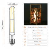 T30 Tubular Bulbs LED Bulb E26 Base Soft White 2700K, 7.3 Inch Long Tube Light Bulb, 60-Watt Incandescent Equivalent (2)
