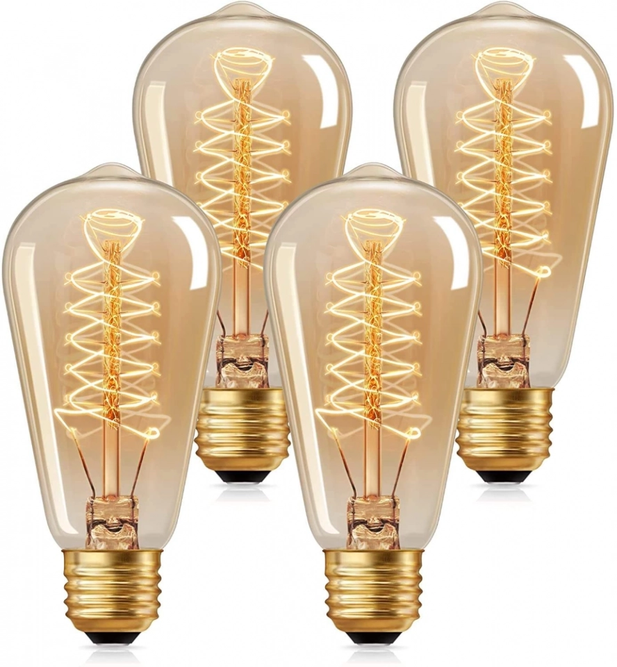 Vintage Incandescent Bulb 2700K Dimmable Warm Bulb ST58 Style Teardrop Antique Spiral Led Filament Bulb