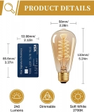Vintage Incandescent Bulb 2700K Dimmable Warm Bulb ST58 Style Teardrop Antique Spiral Led Filament Bulb (3)