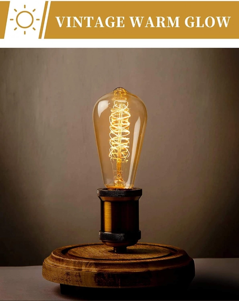 Vintage Incandescent Bulb 2700K Dimmable Warm Bulb ST58 Style Teardrop Antique Spiral Led Filament Bulb (6)